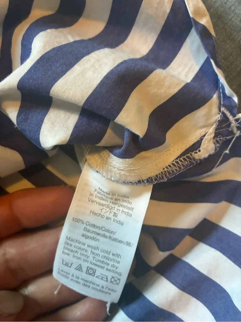 J. Crew Blue and White Vertical Stripe Short-Sleeve Button Shirt